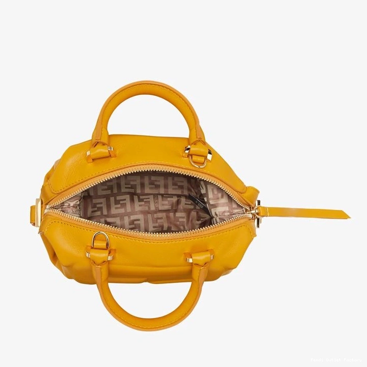 Cheap HOT Yellow Fendi Bag Nappa FF Leather Mini In Cube 0714